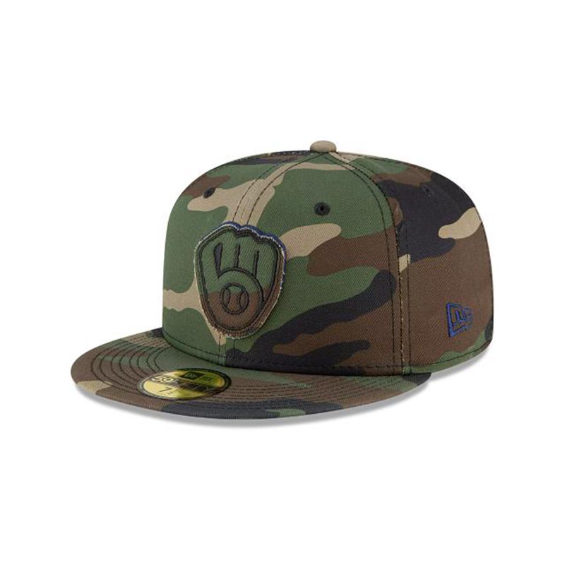 MLB Milwaukee Brewers Forest Pop 59Fifty Fitted (OLL8195) - Green New Era Caps